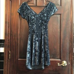 Velvet blue mini dress